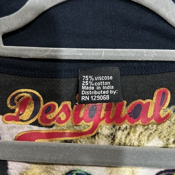 Desigual Mixed Media Tee with Embroidery and Rhinestone Embellishments - EUC - Picture 6 of 6